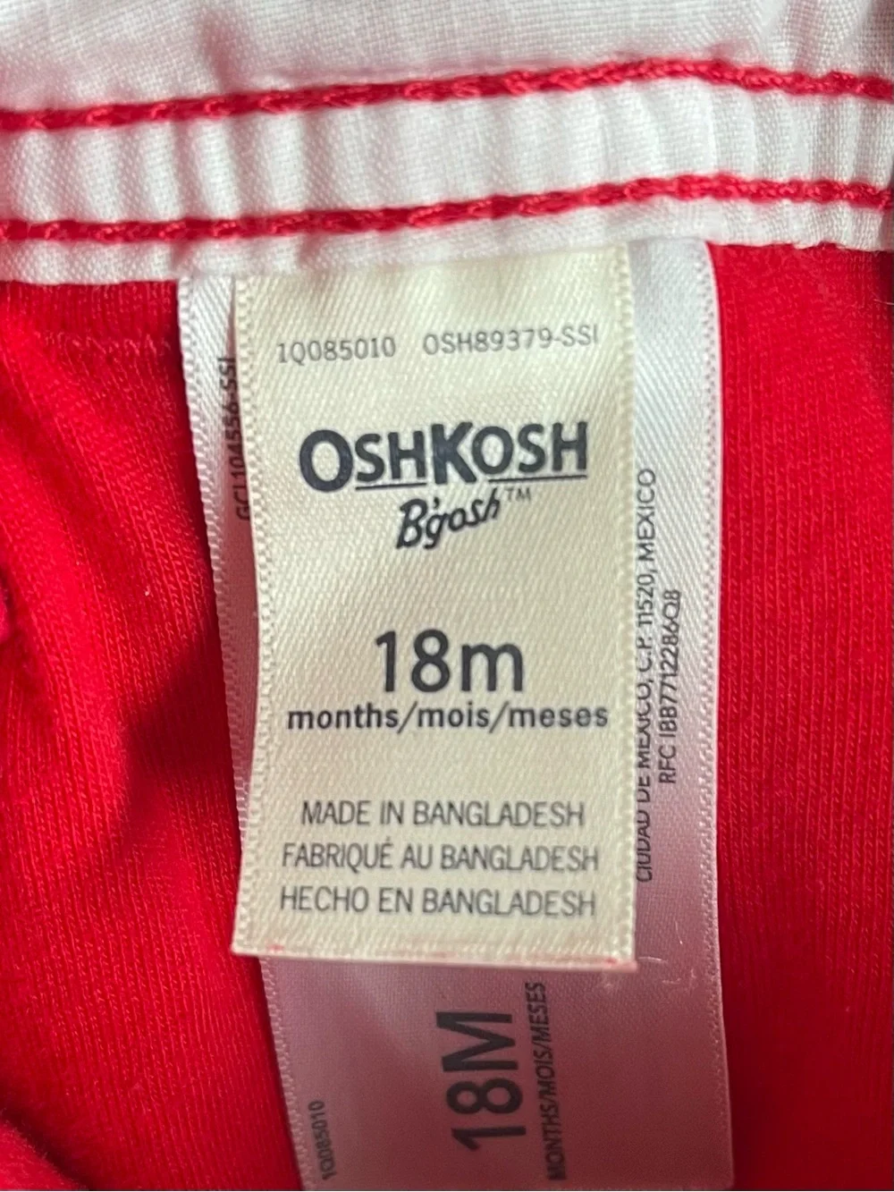 OshKosh B'gosh Toddler 18M Vibrant Red Corduroy Overalls Unisex Lined Dungarees